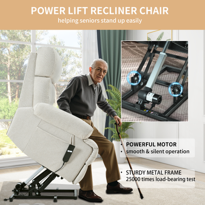 Oversized Power Lift Recliner Chair for Elderly, Electric Fabric Recliner Chair for Seniors, Home Theater Seating,Reclining Sofa Chair with Remote Control,Side Pocket ,Spacious Seat(Light Gray)