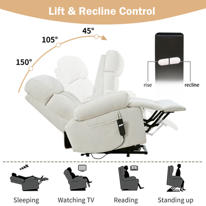 Oversized Power Lift Recliner Chair for Elderly, Electric Fabric Recliner Chair for Seniors, Home Theater Seating,Reclining Sofa Chair with Remote Control,Side Pocket ,Spacious Seat(Light Gray)