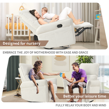 360° Swivel Rocker Recliner Chair,Swivel Nursery Rocking Chair,Glider Chair,Modern Rocking Swivel Recliner Chair for Bedroom,Living Room Chair Home Theater Seating(Fabric Gray+360°Swivel )