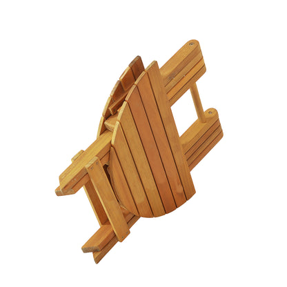 Patio Conversation Set, Outdoor Wood Conversation Seat(Set of 2),Armchair with Cushions,Foldable Acacia Wood Side Table,Teak Finish,Blue cushion