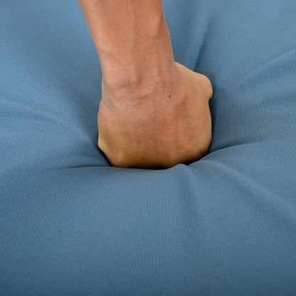 Patio Conversation Set, Outdoor Wood Conversation Seat(Set of 2),Armchair with Cushions,Foldable Acacia Wood Side Table,Teak Finish,Blue cushion