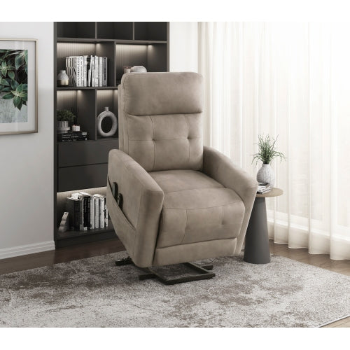 Power Lift Chair with Massage and Heat Comfort Brown Microfiber Upholstery Living Room Furniture 1pc Power Reclining Motion Chair