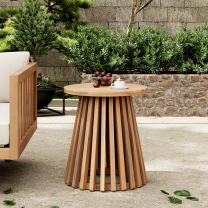 Patio Conversation Set, Outdoor Wood Leisure Seat(Set of 2),Armchair with Cushions,Acacia Wood Patio Side Table,for Backyard, Lawn, Balcony,Teak Finish,Blue cushion