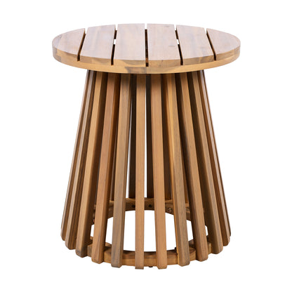 Patio Conversation Set, Outdoor Wood Leisure Seat(Set of 2),Armchair with Cushions,Acacia Wood Patio Side Table,for Backyard, Lawn, Balcony,Teak Finish,Blue cushion
