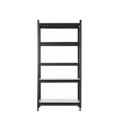 5-storey kitchen storage rack, adjustable metal storage rack with rollers, storage rack unit organizer for bedroom laundry cabinet
