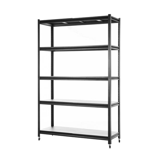 Storage shelves with 5 adjustable levels, garage storage shelves, heavy-duty metal shelves, practical shelf units, suitable for warehouse storage rooms, wardrobes, kitchens, 72x47x17 inches