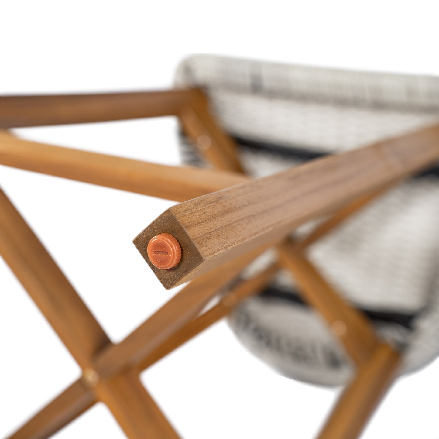 Outdoor Bar Stool, Teak Finished Wood with Light Grey Wicker, Set of 2