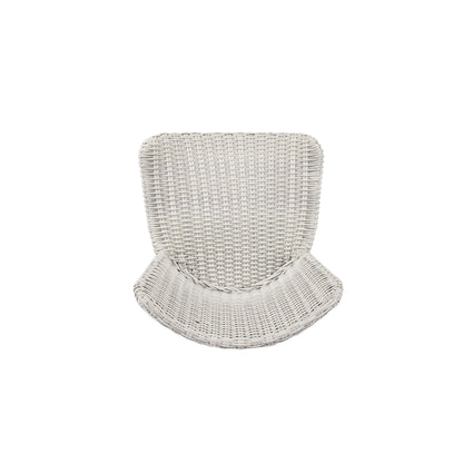 Outdoor Bar Stool, Teak Finished Wood with Light Grey Wicker, Set of 2