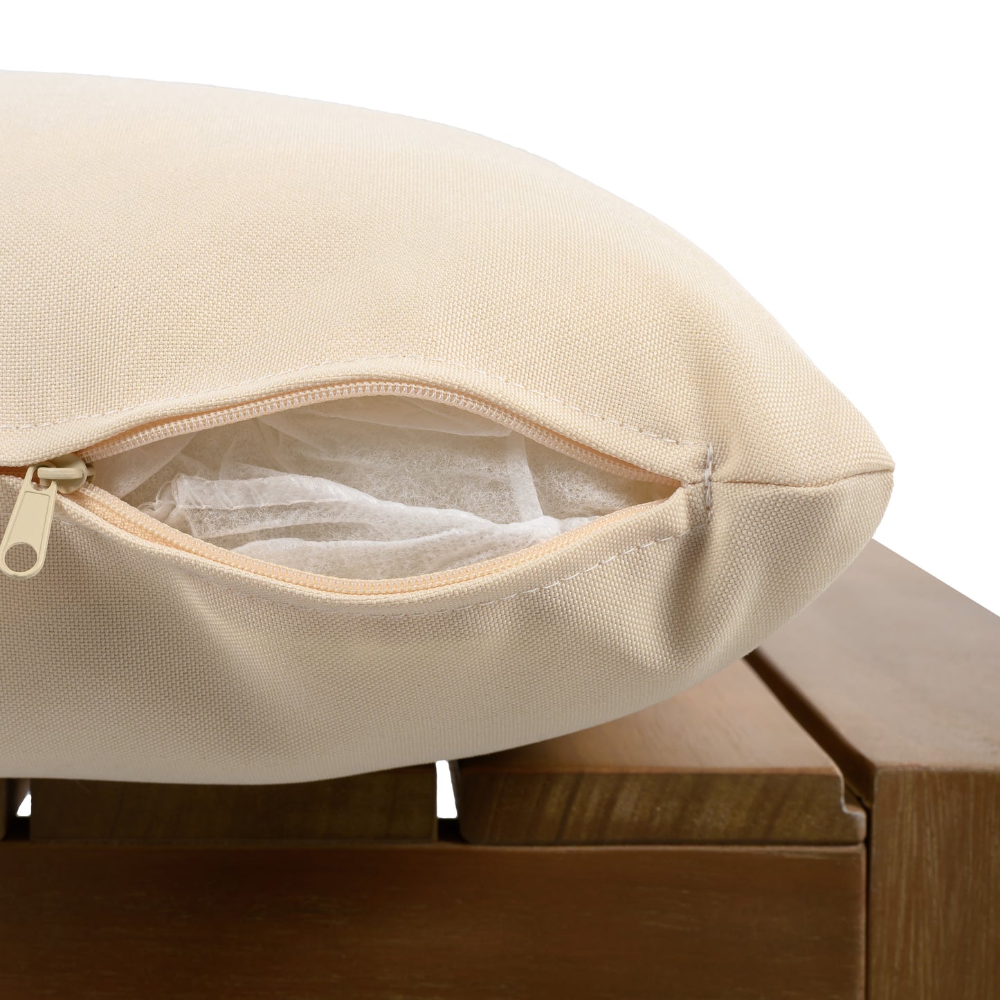 Acacia Wood Outdoor Dining Chairs 2-Pack with Brown Rope Handles, Washable Waterproof Beige Cushions, 400 lbs Capacity