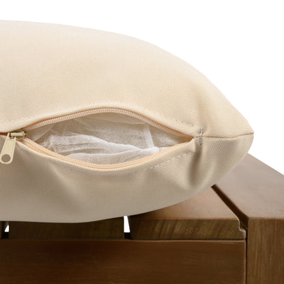 Acacia Wood Outdoor Dining Chairs 2-Pack with Brown Rope Handles, Washable Waterproof Beige Cushions, 400 lbs Capacity