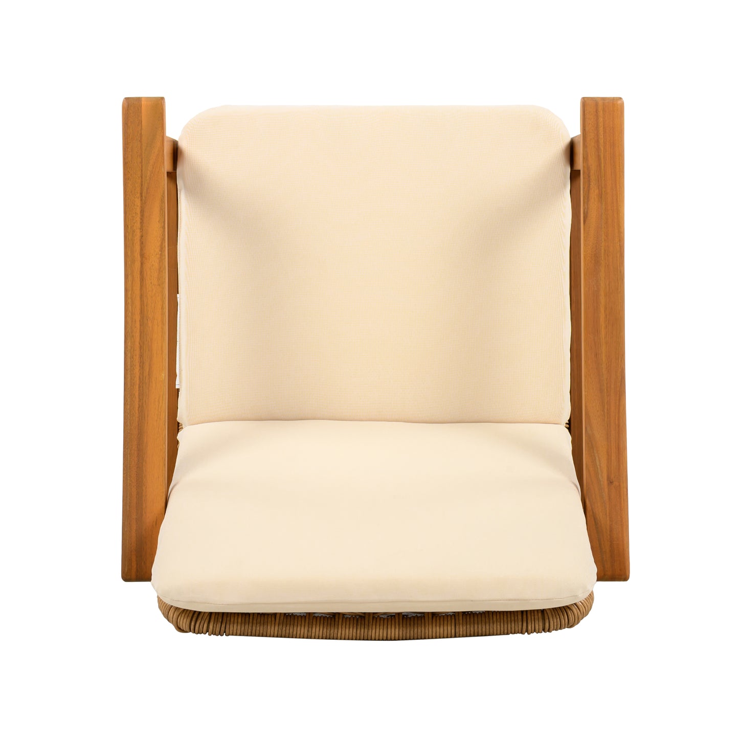 Outdoor Dining Chairs Set of 2, Teak Color Acacia Wood Frame, Brown PE Wicker, Beige Waterproof Cushion, Ideal for Patios, Gardens