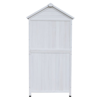 67" White Fir Wood Storage Shed with Double Doors