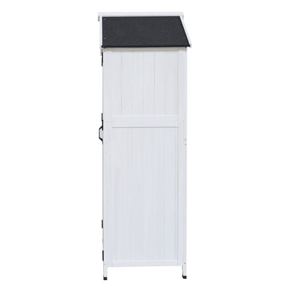 67" White Fir Wood Storage Shed with Double Doors