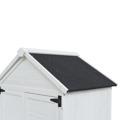 67" White Fir Wood Storage Shed with Double Doors