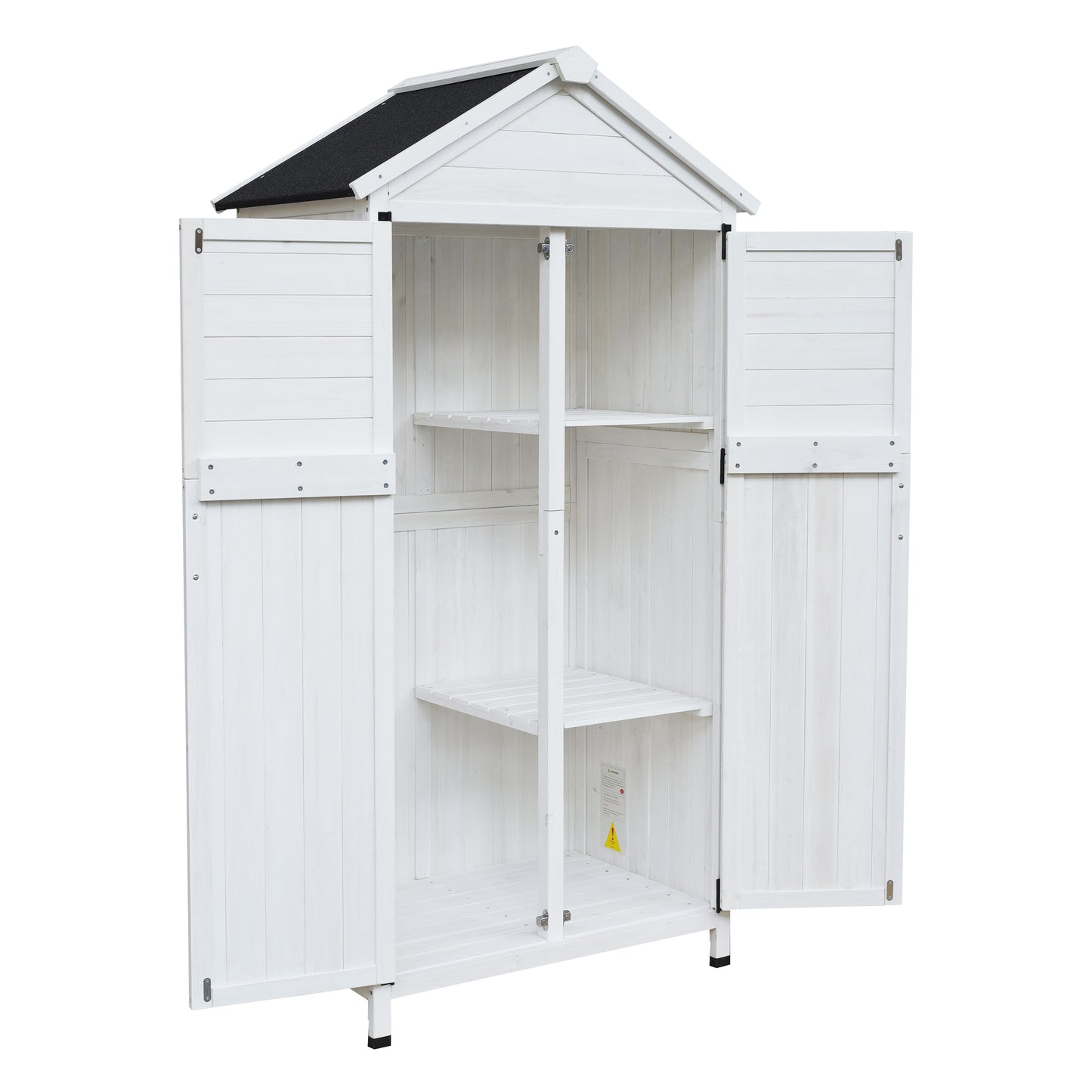 67" White Fir Wood Storage Shed with Double Doors