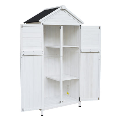 67" White Fir Wood Storage Shed with Double Doors