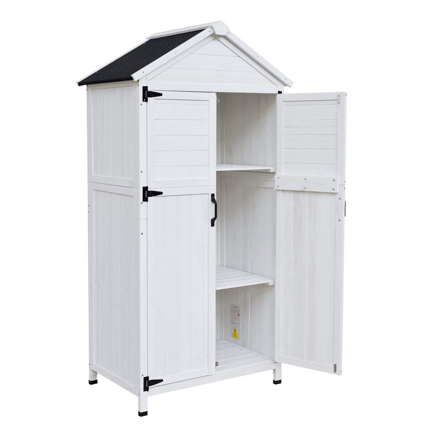 67" White Fir Wood Storage Shed with Double Doors