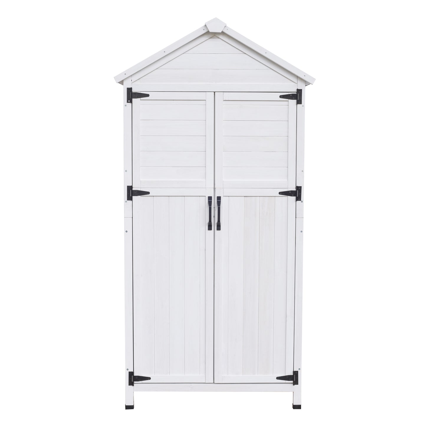 67" White Fir Wood Storage Shed with Double Doors
