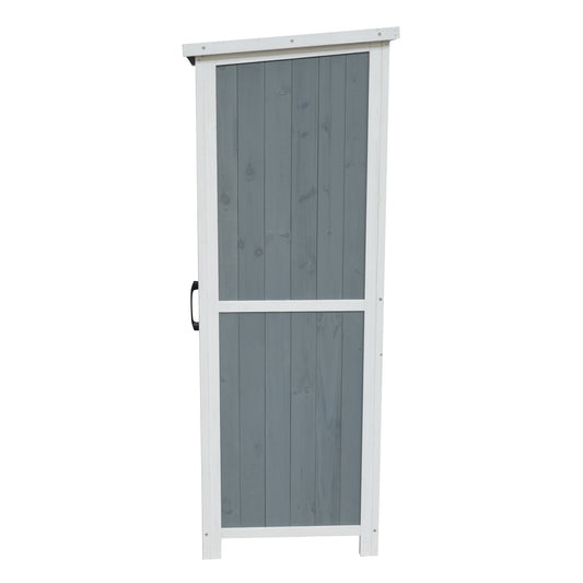 54" Two-Tone Storage Shed - Gray & White Design with Sloped Roof & 5 Compartments