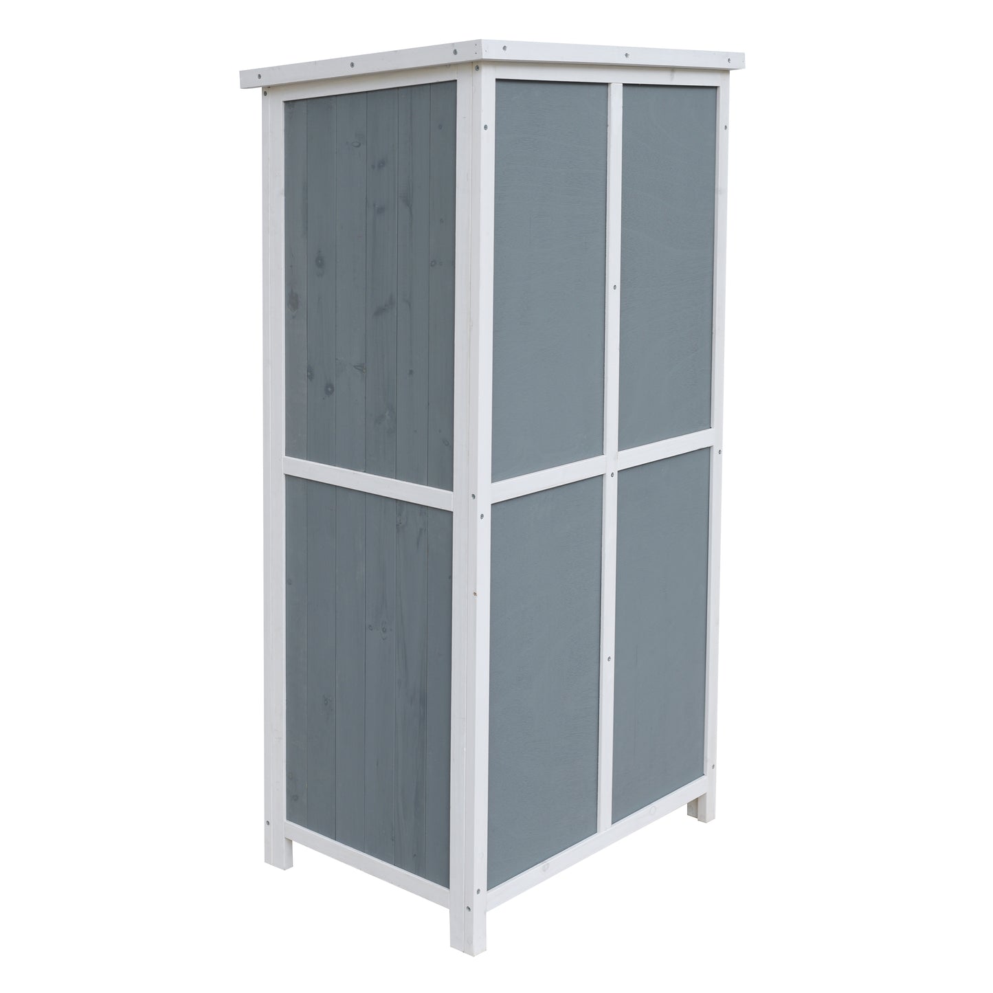 54" Two-Tone Storage Shed - Gray & White Design with Sloped Roof & 5 Compartments