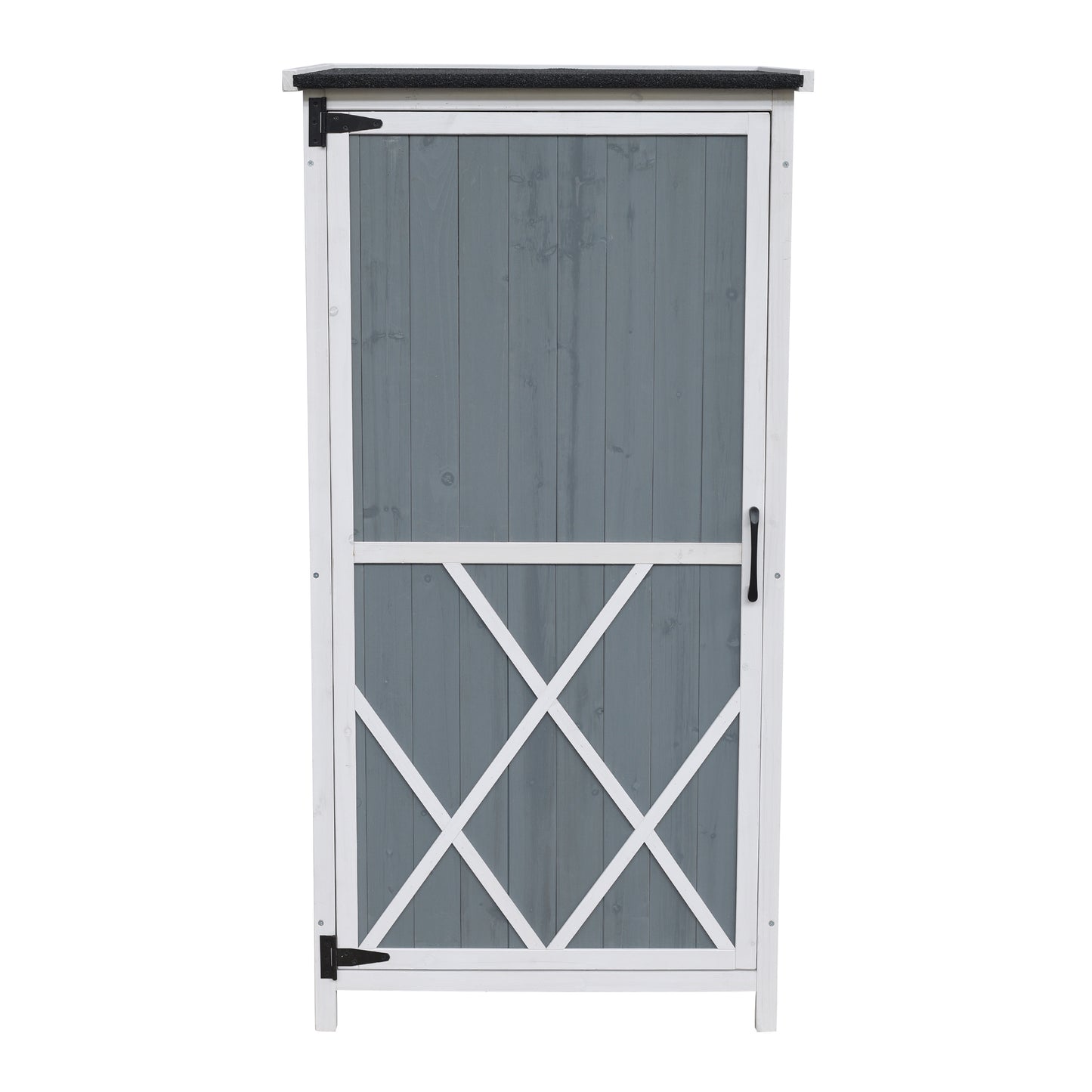 54" Two-Tone Storage Shed - Gray & White Design with Sloped Roof & 5 Compartments