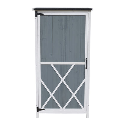 54" Two-Tone Storage Shed - Gray & White Design with Sloped Roof & 5 Compartments