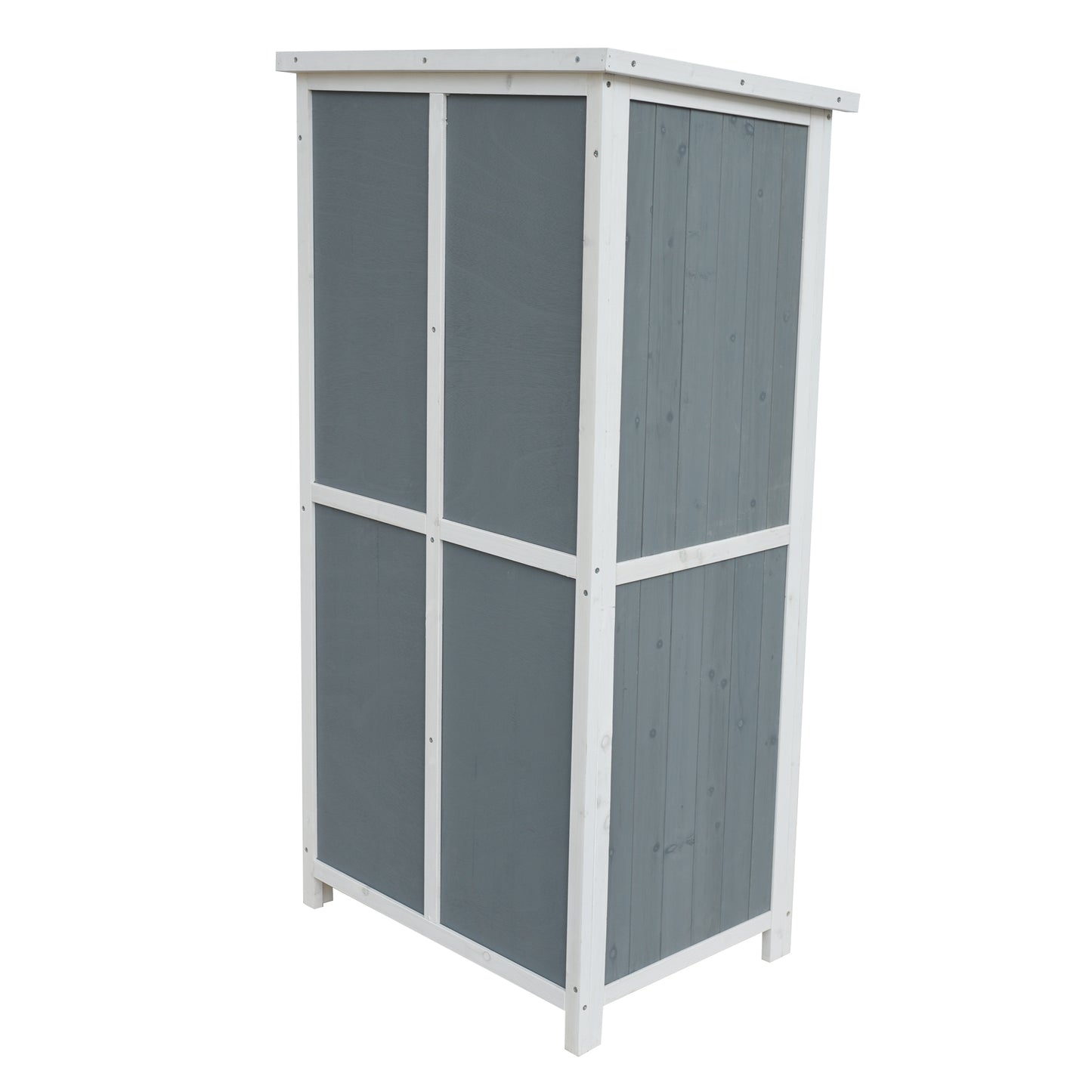 54" Two-Tone Storage Shed - Gray & White Design with Sloped Roof & 5 Compartments
