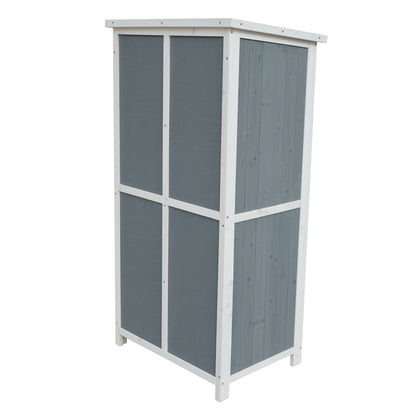 54" Two-Tone Storage Shed - Gray & White Design with Sloped Roof & 5 Compartments