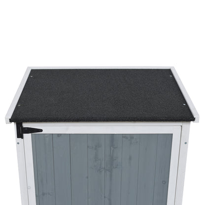 54" Two-Tone Storage Shed - Gray & White Design with Sloped Roof & 5 Compartments