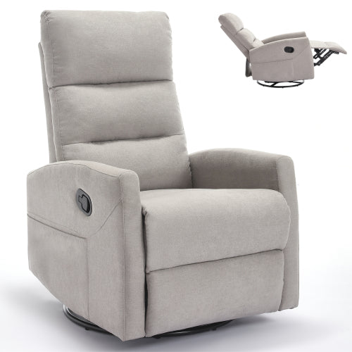 Manual Recliner Chair with Rocker and Swivel in Fabric for Living Room, Grey