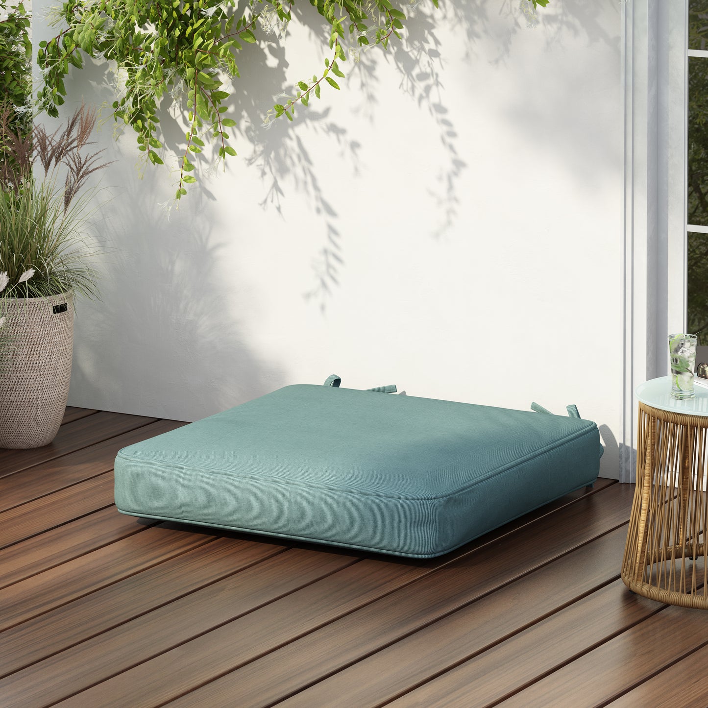 Outdoor Dining Chair Cushion, Teal