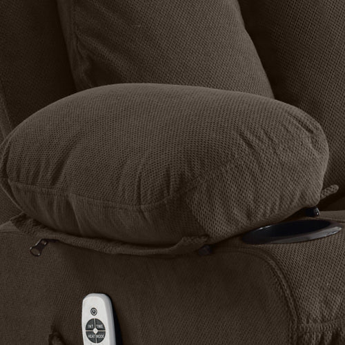 Swinging recliner massage heated sofa, with USB and 2 cup holders in side pockets, (Brown )