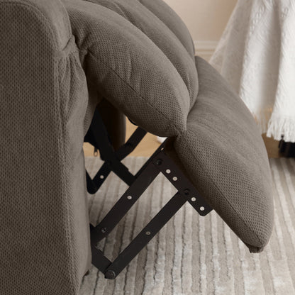 Swinging recliner massage heated sofa, with USB and 2 cup holders in side pockets, (Brown )