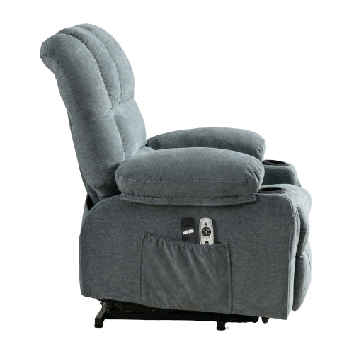 Power Electric massage lift lounge chair, suitable for the elderly, with heating and vibration functions, with USB, can be used for lying down. BLUE