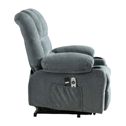Power Electric massage lift lounge chair, suitable for the elderly, with heating and vibration functions, with USB, can be used for lying down. BLUE
