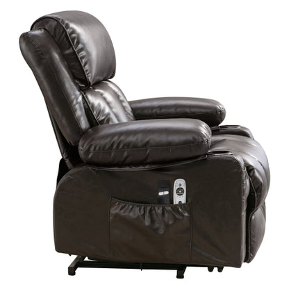 Power Electric massage lift lounge chair, suitable for the elderly, with heating and vibration functions,Fleece leather with USB, can be used for lying down. BROWN
