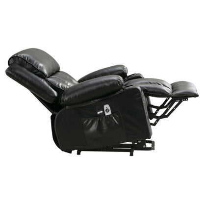Power Electric massage lift lounge chair, suitable for the elderly, with heating and vibration functions,Fleece leather with USB, can be used for lying down. BLACK