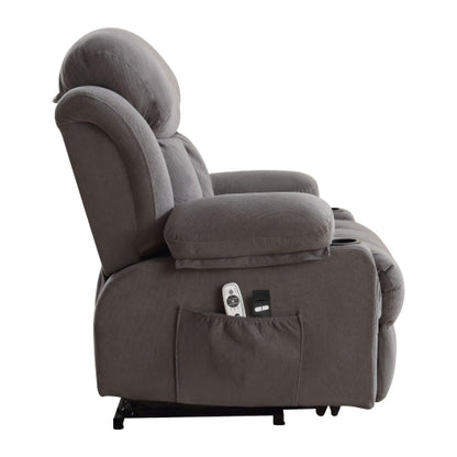 Power Lift Recliner Chair with Heat and Massage Electric Fabric Recliner Chair for Elderly with Side Pocket, USB Charge Port, Remote Control for Living Room (GREY)
