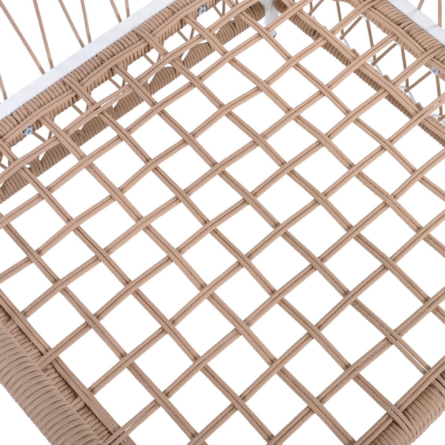 3-Piece Bohemian Outdoor Furniture Set with 2 Lounge Chairs & Glass Top Side Table - Handwoven Rope & Powder-Coated Steel Frame - Waterproof Cushions Patio Conversation Set for Garden, Poolside