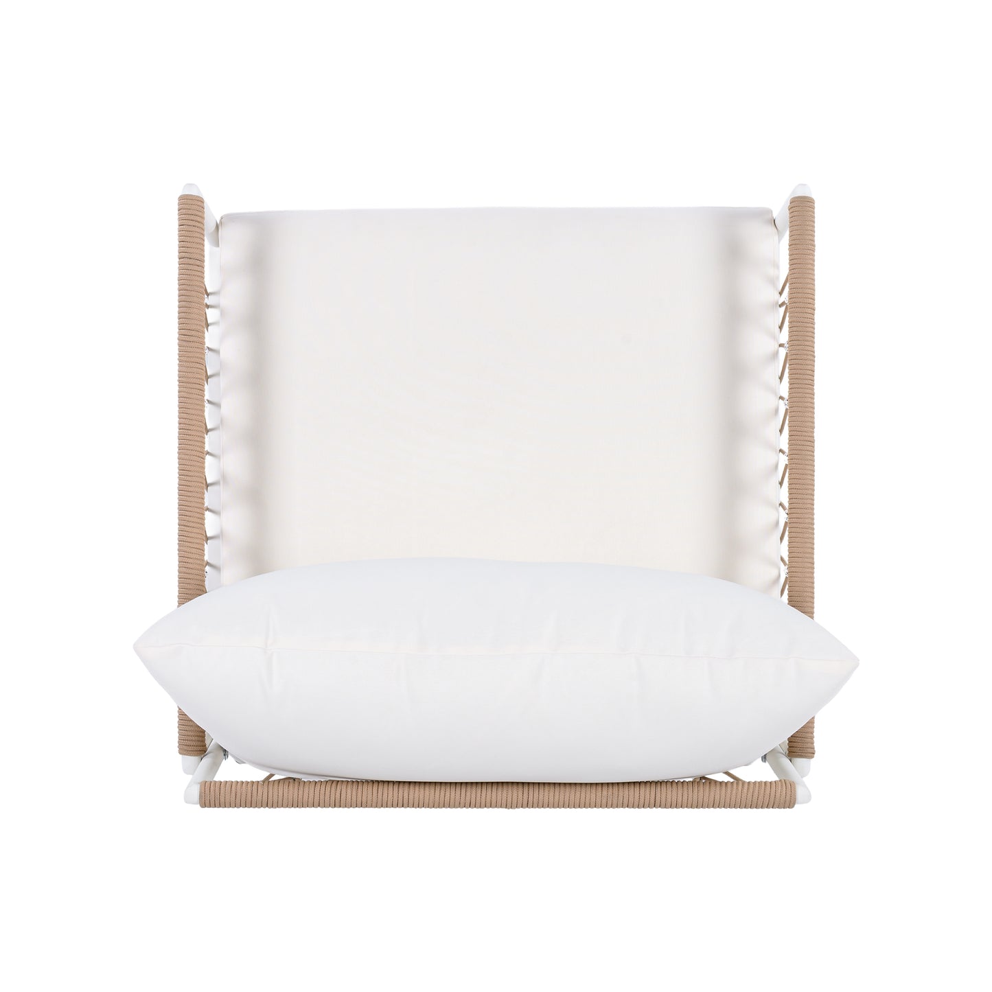 3-Piece Bohemian Outdoor Furniture Set with 2 Lounge Chairs & Glass Top Side Table - Handwoven Rope & Powder-Coated Steel Frame - Waterproof Cushions Patio Conversation Set for Garden, Poolside