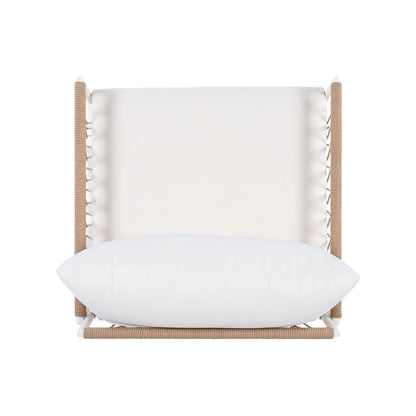 3-Piece Bohemian Outdoor Furniture Set with 2 Lounge Chairs & Glass Top Side Table - Handwoven Rope & Powder-Coated Steel Frame - Waterproof Cushions Patio Conversation Set for Garden, Poolside