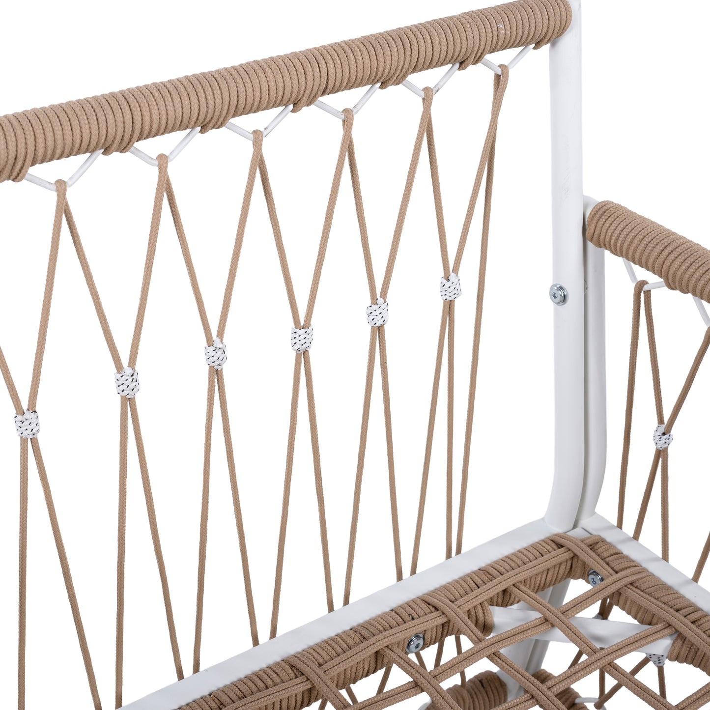 3-Piece Bohemian Outdoor Furniture Set with 2 Lounge Chairs & Glass Top Side Table - Handwoven Rope & Powder-Coated Steel Frame - Waterproof Cushions Patio Conversation Set for Garden, Poolside