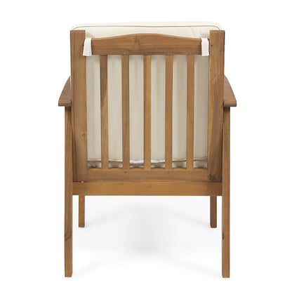 Patio Set Outdoor Acacia Wood Furniture Sets-Modern Club Chair Conversation Sets with Side Table for Garden, Patio & Deck ( Brown Patina+Cream Cushion)