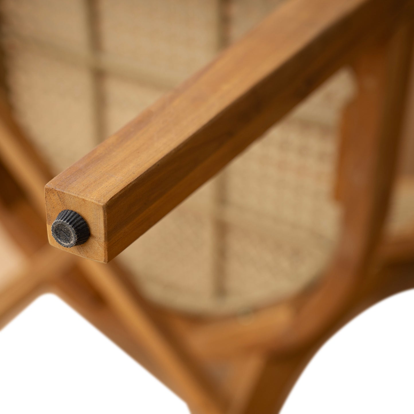 Acacia Wood Dining Chair with Light Brown Wicker