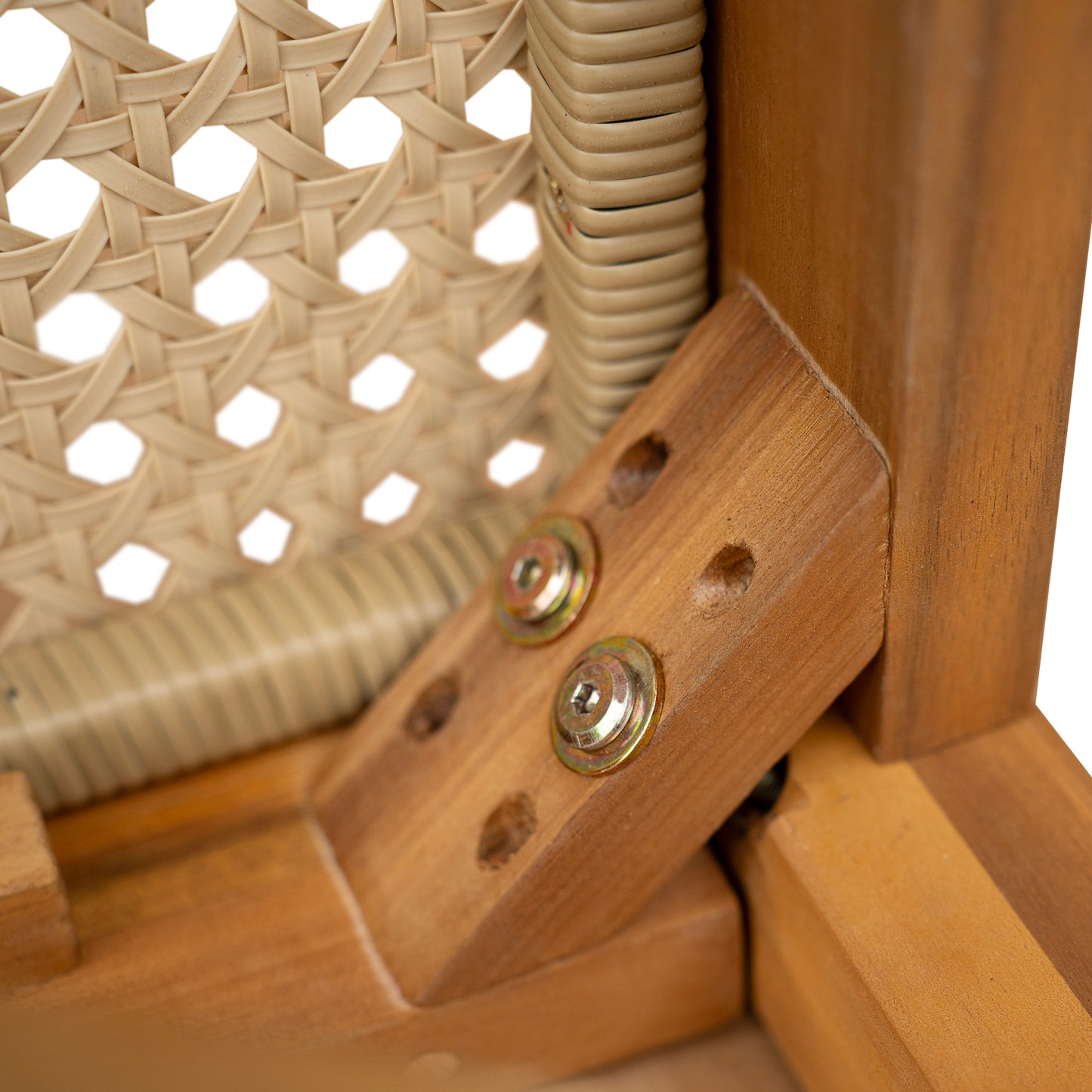 Acacia Wood Dining Chair with Light Brown Wicker