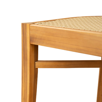 Acacia Wood Dining Chair with Light Brown Wicker