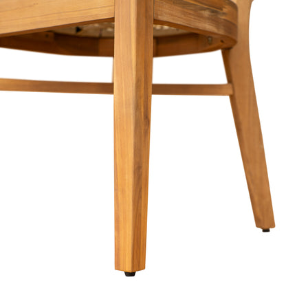 Acacia Wood Dining Chair with Light Brown Wicker