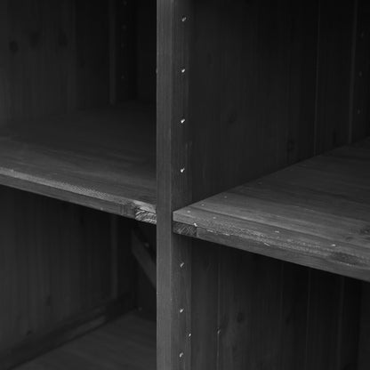 78.3" Outdoor Kitchen Island with Foldable Grill Table, Wooden Outdoor Grill Cart with Trash Can Storage & Stainless Steel Top, Outdoor Bar Cart, Pizza Oven Table for Lawn & Garden, Black