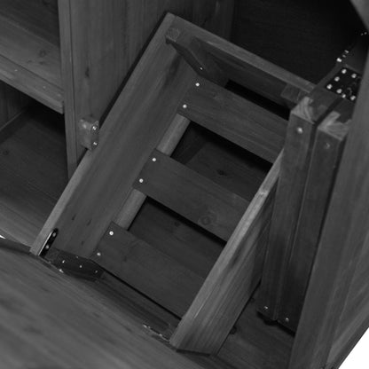 78.3" Outdoor Kitchen Island with Foldable Grill Table, Wooden Outdoor Grill Cart with Trash Can Storage & Stainless Steel Top, Outdoor Bar Cart, Pizza Oven Table for Lawn & Garden, Black