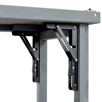 78.3" Outdoor Kitchen Island with Foldable Grill Table, Wooden Outdoor Grill Cart with Trash Can Storage & Stainless Steel Top, Outdoor Bar Cart, Pizza Oven Table for Lawn & Garden, Grey Blue